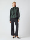 Y.A.S Drea Long Sleeve Bow Shirt, Green