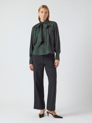 Y.A.S Drea Long Sleeve Bow Shirt, Green