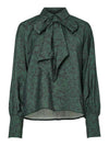 Y.A.S Drea Long Sleeve Bow Shirt, Green