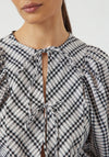 Y.A.S Celli Gingham Tie Front Top, Black