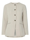 Y.A.S Vesti Long Sleeve Collarless Blazer, Beige