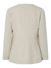 Y.A.S Vesti Long Sleeve Collarless Blazer, Beige