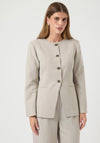 Y.A.S Vesti Long Sleeve Collarless Blazer, Beige