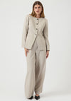 Y.A.S Vesti Long Sleeve Collarless Blazer, Beige