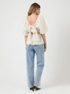 Y.A.S Lize Square Neck Jacquard Blouse, White