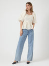 Y.A.S Lize Square Neck Jacquard Blouse, White