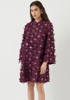 Y.A.S Abelone Sequin Fabric Flower Mini Dress, Wine