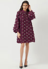 Y.A.S Abelone Sequin Fabric Flower Mini Dress, Wine