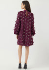 Y.A.S Abelone Sequin Fabric Flower Mini Dress, Wine