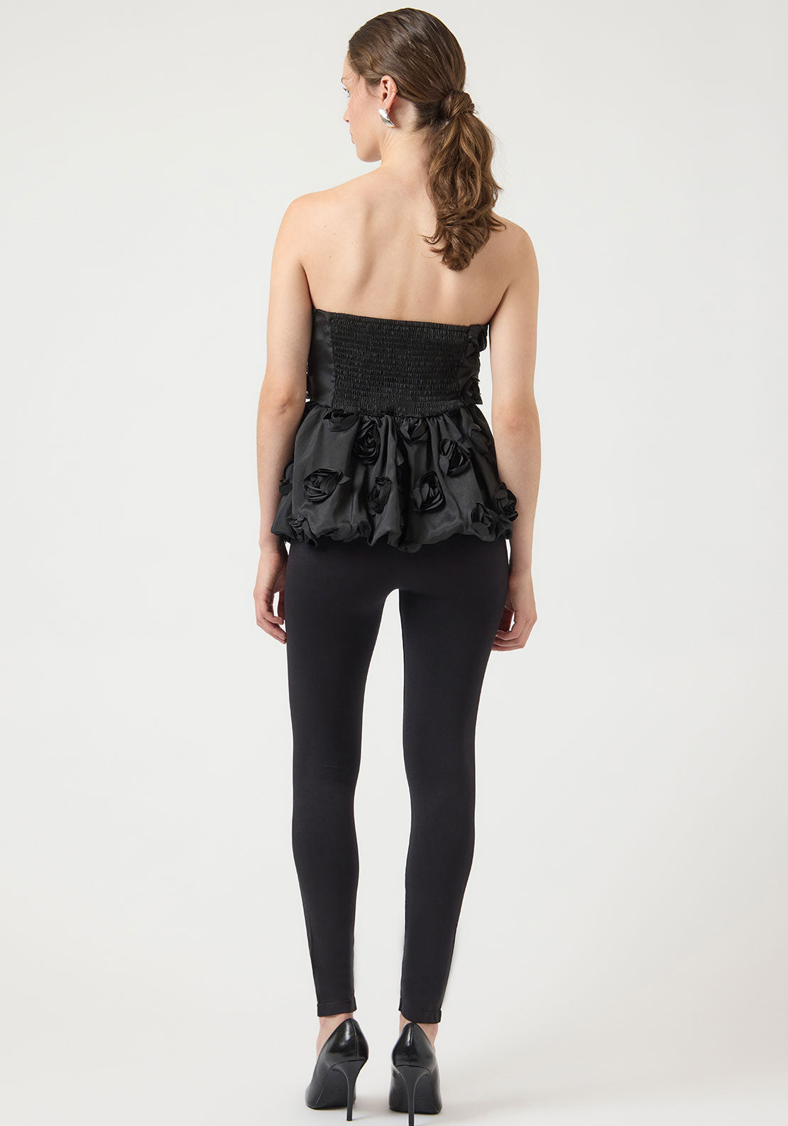 Y.A.S Fabric Flower Bandeau Top, Black
