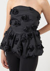 Y.A.S Fabric Flower Bandeau Top, Black