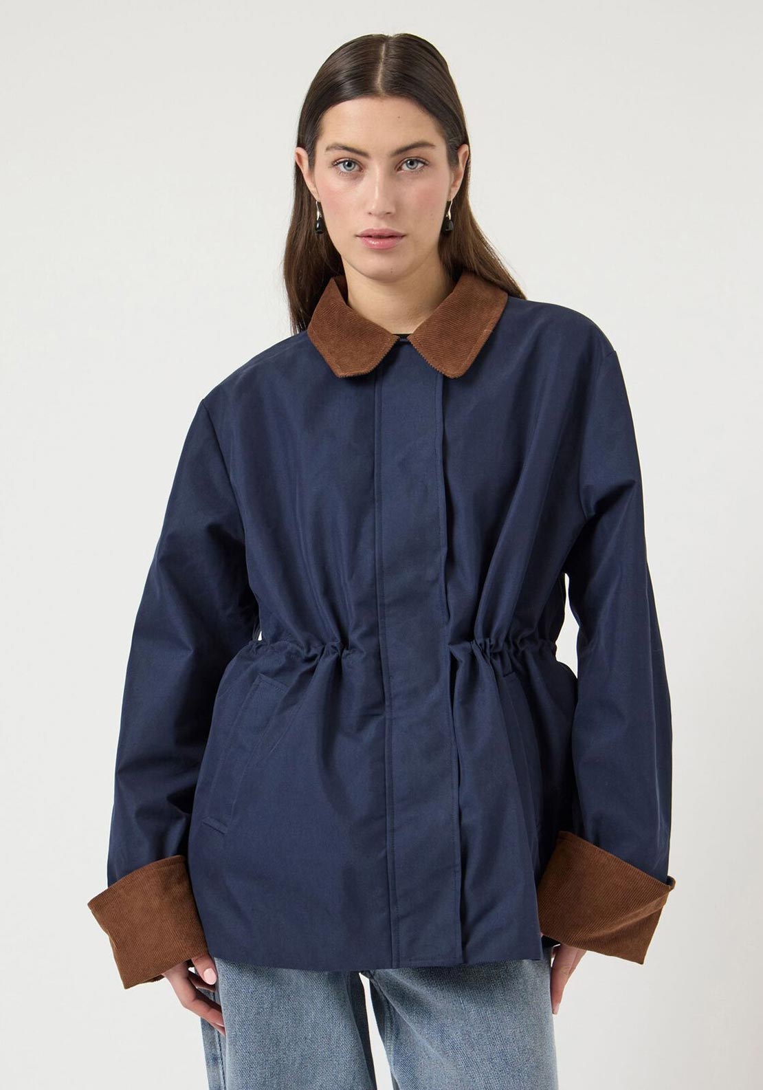 YAS Short Collared Coat Navy McElhinneys yas-short-collared-coat-navy-mcelhinneys