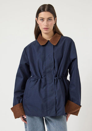 YAS Short Collared Coat, Navy