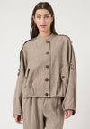 YAS Button Up Front Jacket, Taupe
