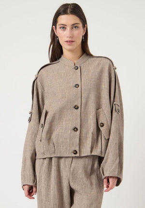 YAS Button Up Front Jacket, Taupe