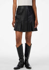 Y.A.S Colly Leather A-Line Skirt, Black