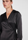 Y.A.S Pella Satin Wrap Midi Dress, Black