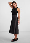 Y.A.S Pella High Waist Satin Midi Skirt, Black