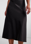 Y.A.S Pella High Waist Satin Midi Skirt, Black