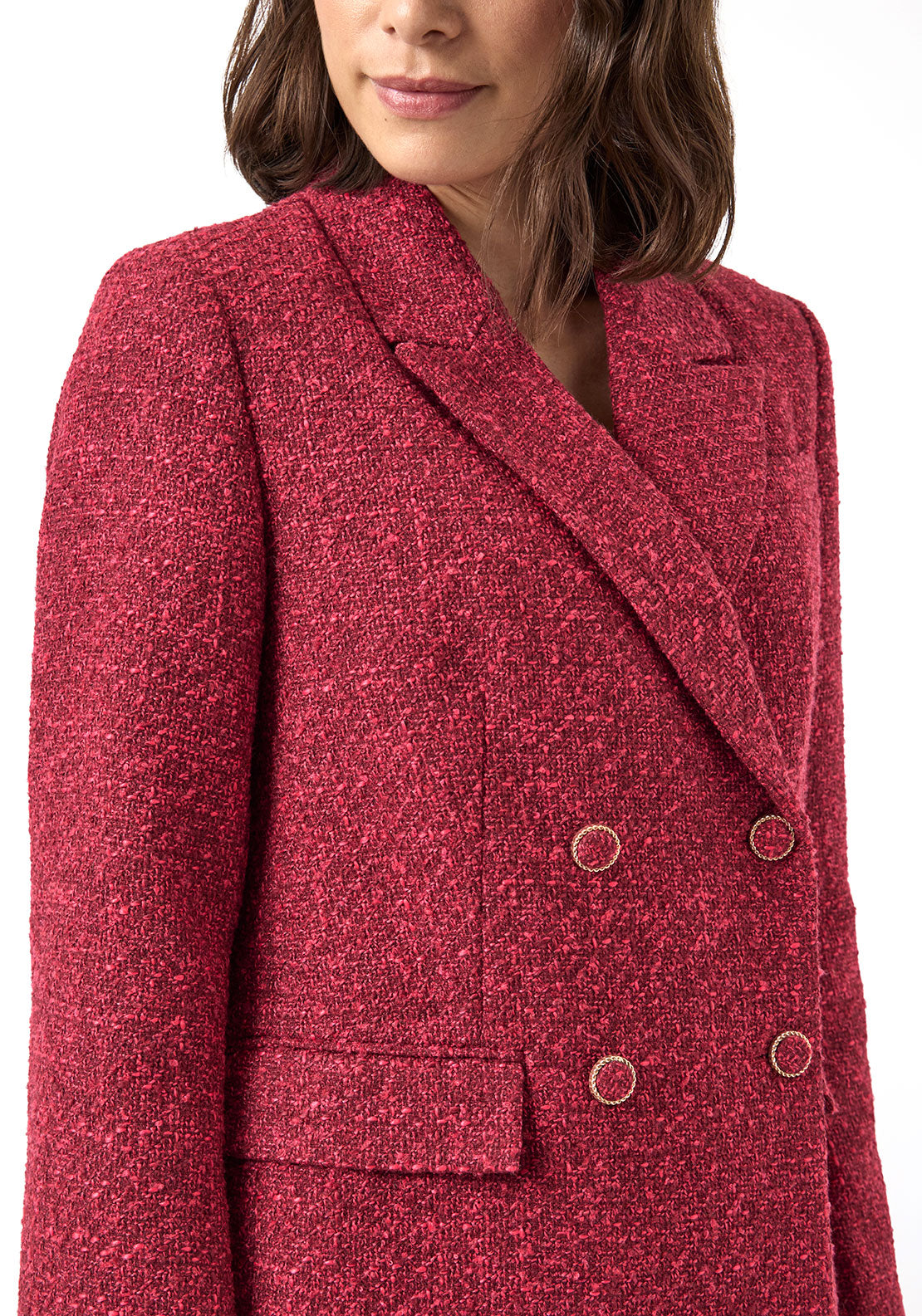 Y.A.S Petra Double Breasted Boucle Blazer, Red