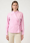 YAS Striped Wrap Panel Shirt, Pink