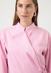 YAS Striped Wrap Panel Shirt, Pink