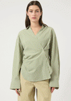 Y.A.S Aremia Striped Wrap Shirt, Green