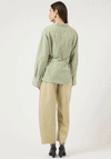 Y.A.S Aremia Striped Wrap Shirt, Green