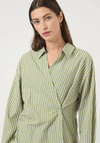 Y.A.S Aremia Striped Wrap Shirt, Green
