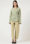 Y.A.S Aremia Striped Wrap Shirt, Green