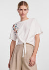 Y.A.S Fabian Embroidered Floral Knot T-Shirt, Star White