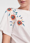 Y.A.S Fabian Embroidered Floral Knot T-Shirt, Star White