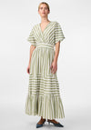 Y.A.S Roos Long Multi Striped Maxi Dress, Star White & Olive Green