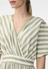 Y.A.S Roos Long Multi Striped Maxi Dress, Star White & Olive Green