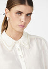 Y.A.S Seline Crinkle Pearl Button Shirt, Star White