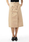 Y.A.S Trench Button A-Line Midi Skirt, Ginger Root