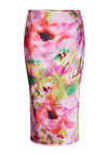 Y.A.S Lingo Watercolour Inspired Satin Midi Skirt, Pink Lavender