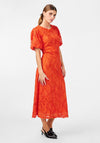 Y.A.S Bilo Puff Sleeve Jacquard Midi Dress, Cherry Tomato