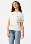 Y.A.S Senja Flower Embroidered T-Shirt, Star White