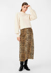 Y.A.S Leonara Leopard Print Midi Denim Skirt, Light Tan