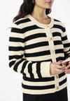 Y.A.S Rika Striped Knit Cardigan, Birch and Black