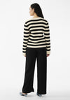 Y.A.S Rika Striped Knit Cardigan, Birch and Black