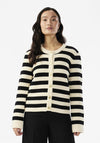 Y.A.S Rika Striped Knit Cardigan, Birch and Black