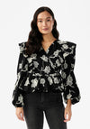 Y.A.S Contour Frill Panel Wrap Top, Black