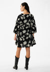Y.A.S Contour Balloon Sleeve Floral Mini Dress, Black
