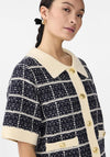 Y.A.S Livia Check Knit Cardigan, Navy