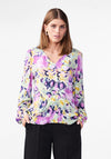 Y.A.S Alira V-Neck Floral Blouse, Quiet Green
