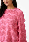 Y.A.S Ria Fringed Long Sleeve Top, Sangria Sunset