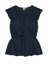 Y.A.S Nona Tied Peplum Top, Navy Blazer