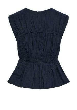 Y.A.S Nona Tied Peplum Top, Navy Blazer